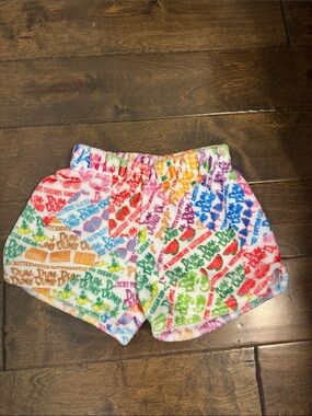 Kids Rainbow Candy Print Plush Pajama Shorts